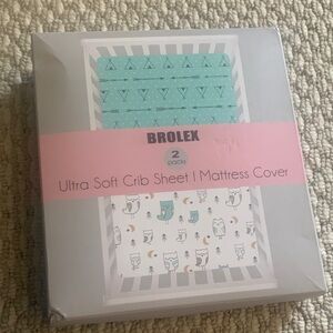 Brolex Mint Green & White Owl Print Ultra Soft Crib Sheet Set (2-Pack)